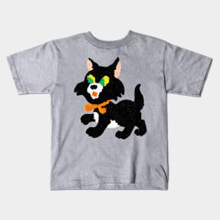 Black Cat - Melted Plastic Popcorn art Kids T-Shirt